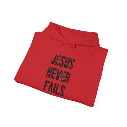 "Jesus Never Fails"- Men's Christian Hoodie