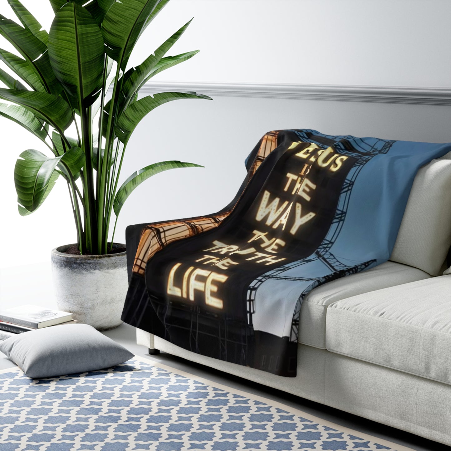 Inspirational, Soft, with a Christian Design Sherpa Fleece Blanket