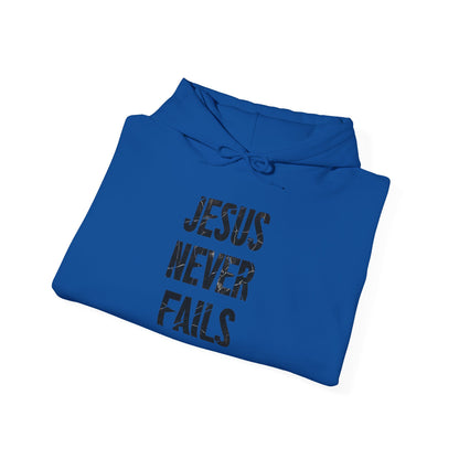 "Jesus Never Fails"- Men's Christian Hoodie