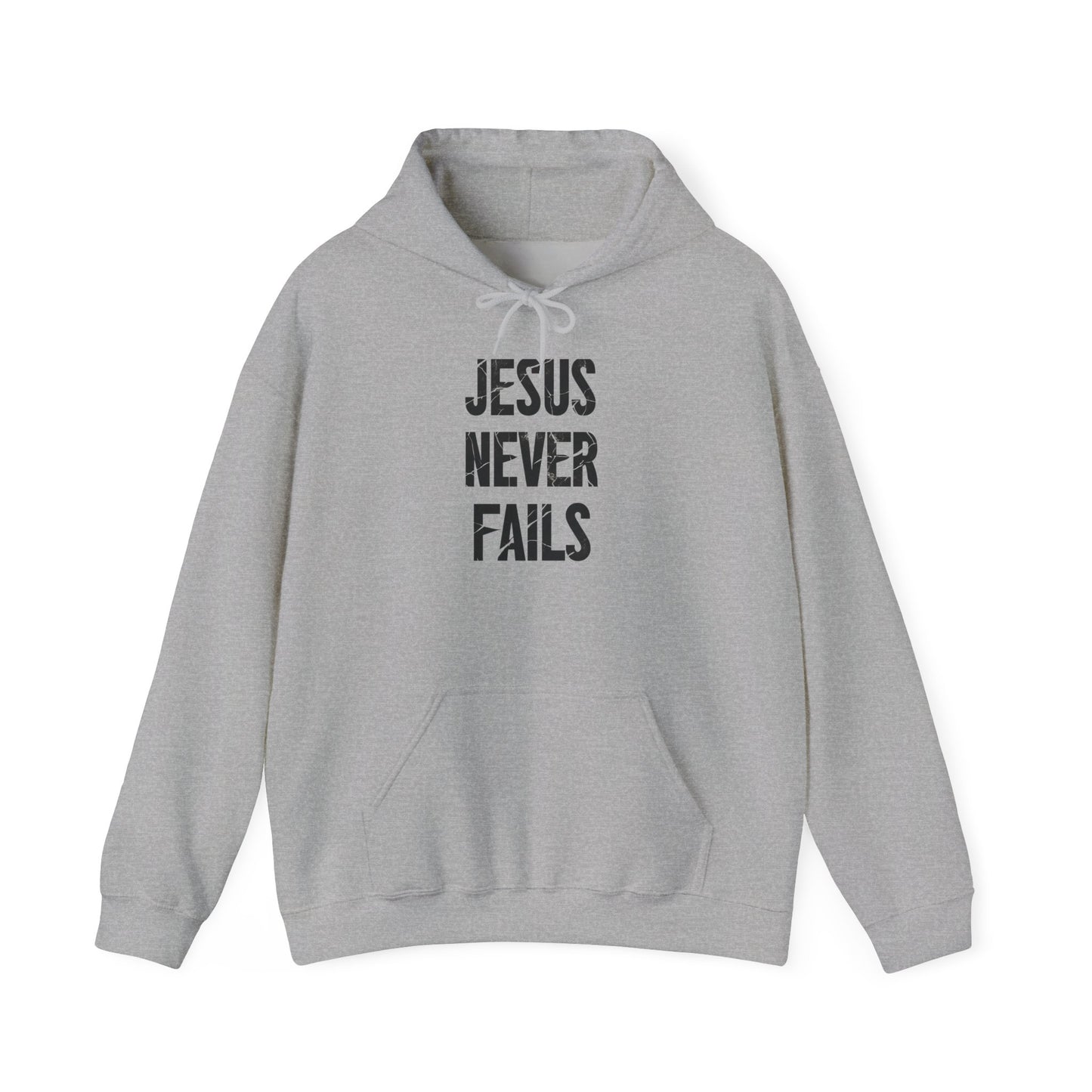 "Jesus Never Fails"- Men's Christian Hoodie