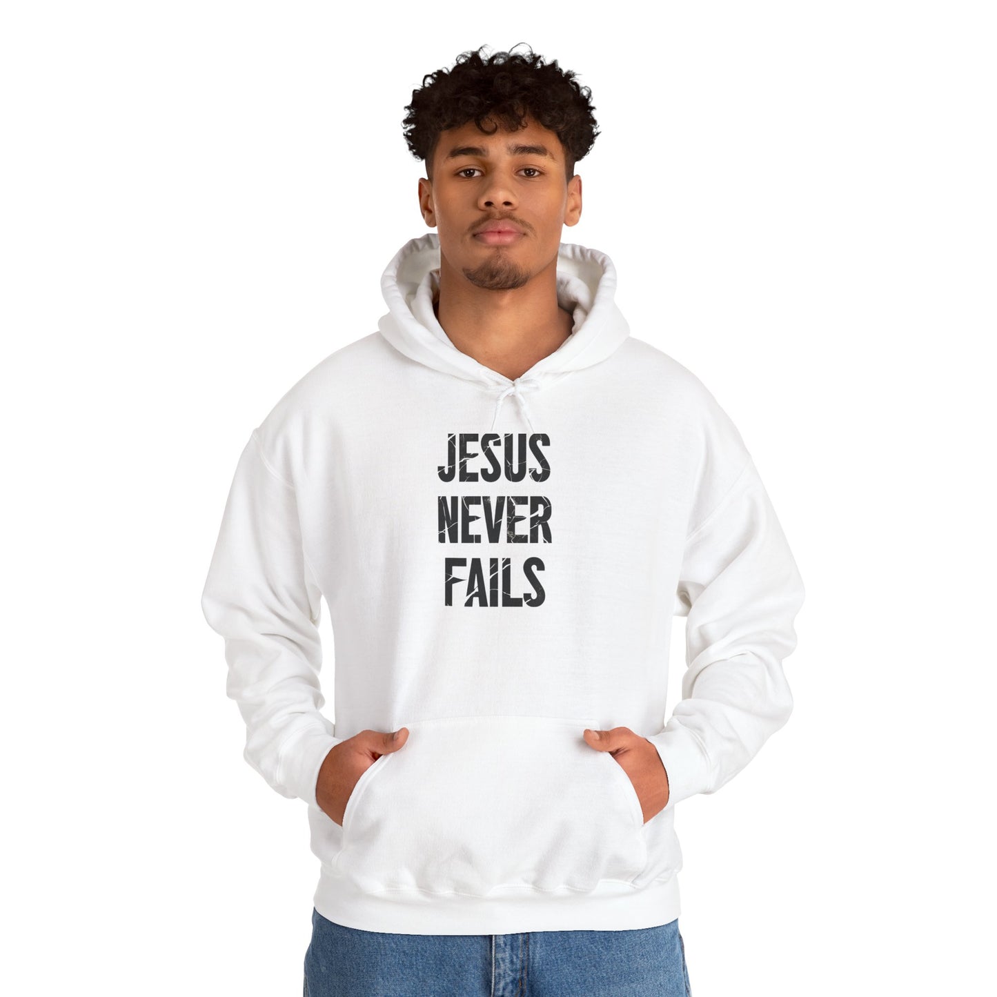 "Jesus Never Fails"- Men's Christian Hoodie