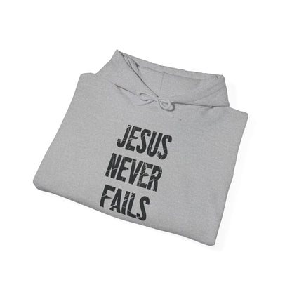 "Jesus Never Fails"- Men's Christian Hoodie
