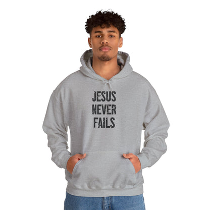 "Jesus Never Fails"- Men's Christian Hoodie