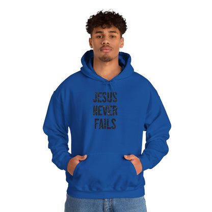 "Jesus Never Fails"- Men's Christian Hoodie